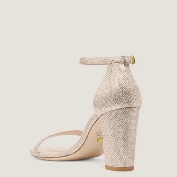 Stuart Weitzman Nudist Block 75 Gold Sandal - Picture 5 of 10